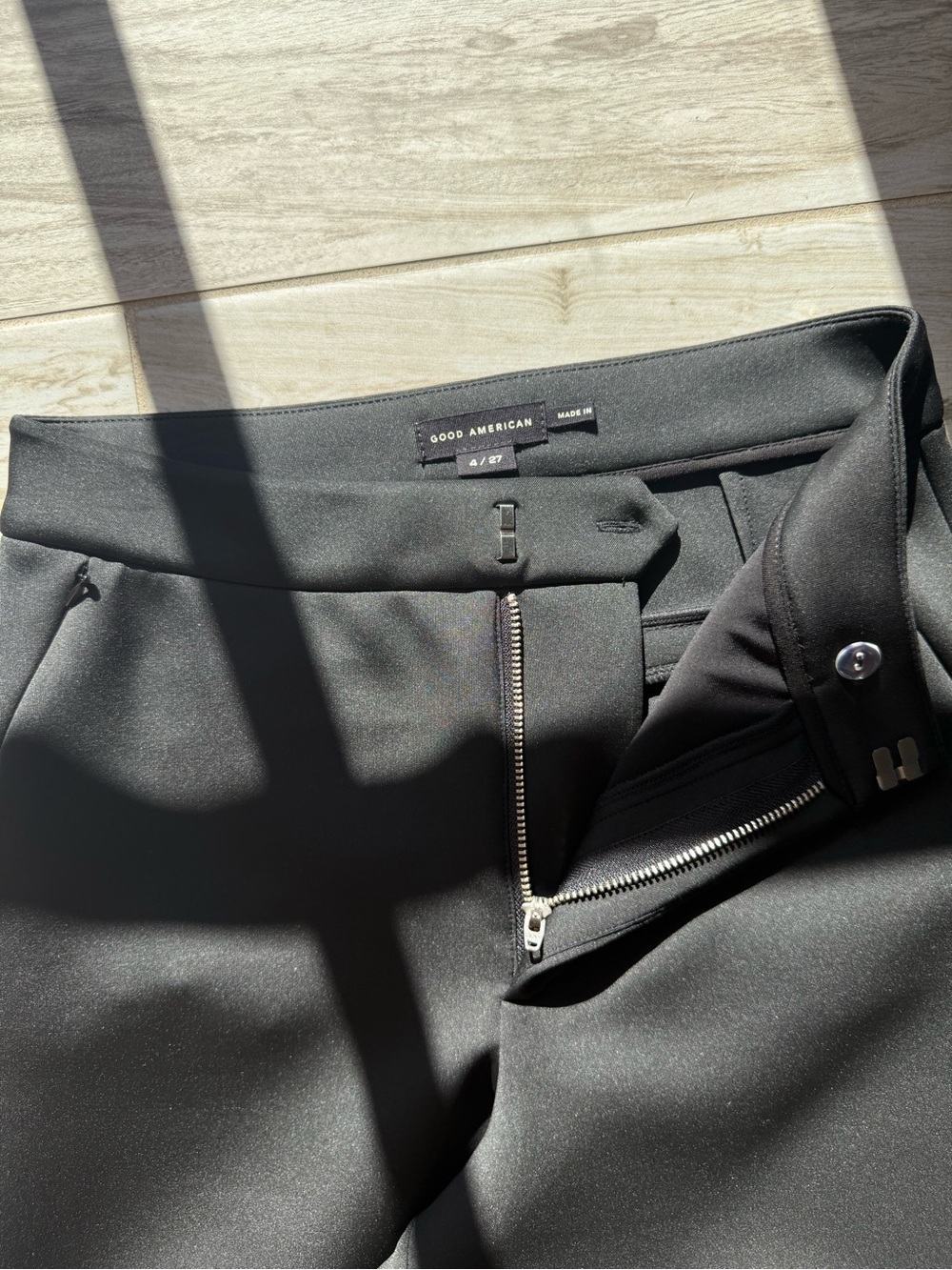 Good American Black Dress Pants with Zip Fly